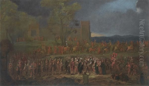 The Procession Of Sultan Ahmed Iii Oil Painting by Jean-Baptiste Vanmour