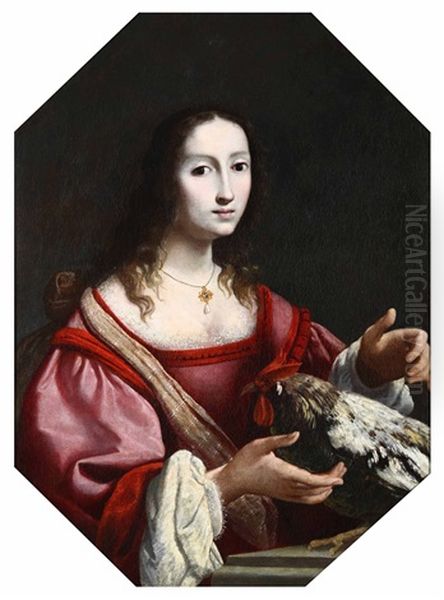 Giovane Donna Con Un Gallo Oil Painting by Francesco Vanni