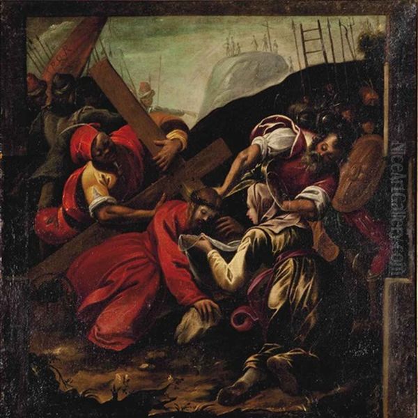 Christ On The Road To Calvary, With Saint Veronica Presenting The Sudarium Oil Painting by Francesco Vanni