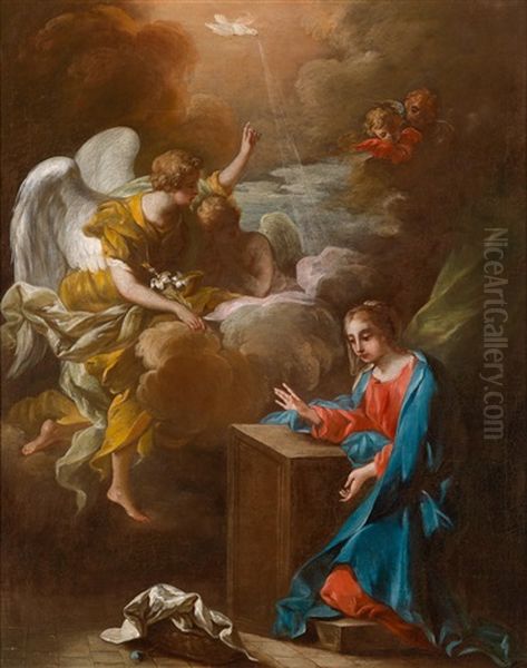 Die Verkundigung An Maria Oil Painting by Raffaello Vanni