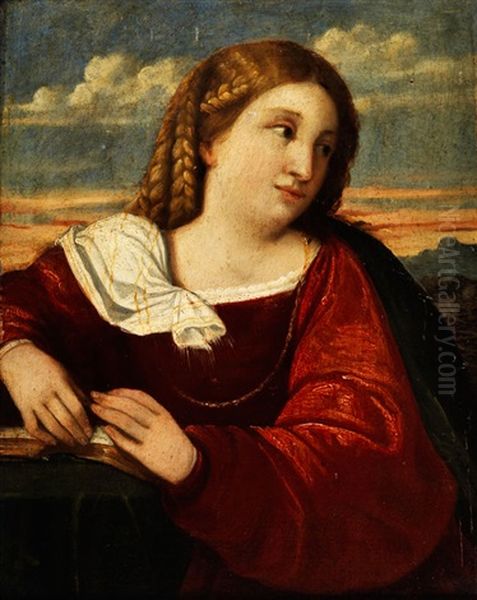 Halbbildnis Einer Jungen Frau Im Roten Kleid Oil Painting by Ottavio Vannini