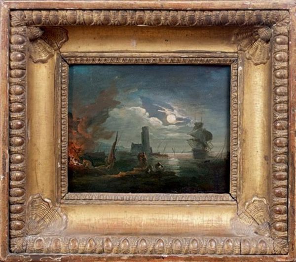 Marine Au Clair De Lune Oil Painting by Charles Santoire De Varenne