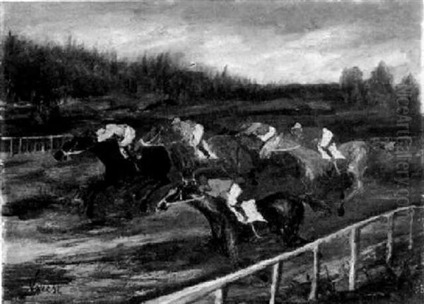 The Horse-race Oil Painting by Gabriele Pietro Caribaldi Maria Varese