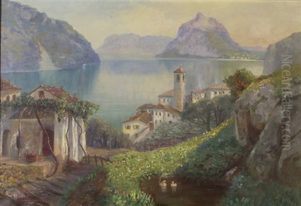 Lago Di Lugano-blick Auf San Salvatore by Gerolamo Varese