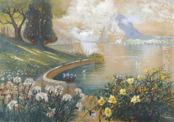 Blick Auf Den Luganer See Oil Painting by Gerolamo Varese