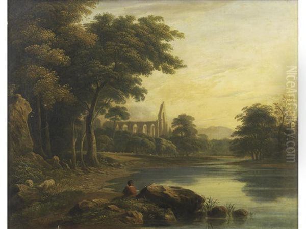 Bolton Abbey Oil Painting by John Varley the Elder