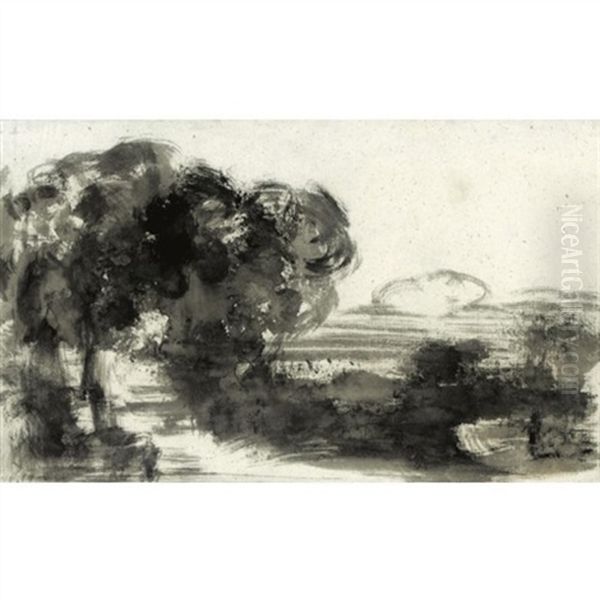 Study Of A Figure In A Wooded Landscape by John Varley the Elder