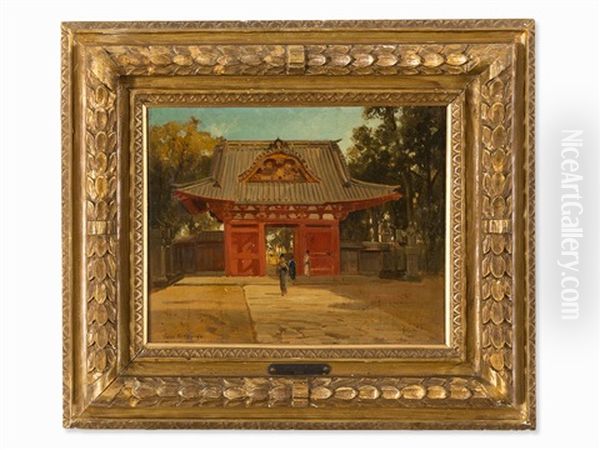 Shiba Temple In Tokyo Oil Painting by John Varley the Younger