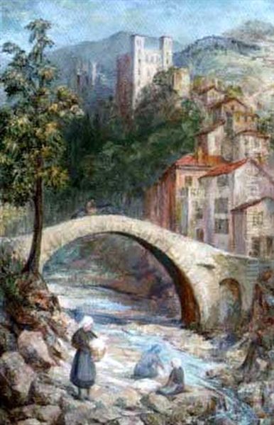 Dolce Acqua - The Roman Bridge, Ventimiglia Oil Painting by Mabel Illingworth Varley