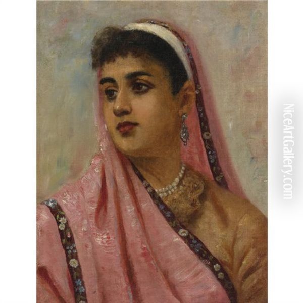 Untitled, Portrait Of A Parsee Lady Oil Painting by Raja Ravi Varma