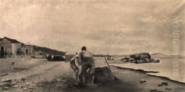 Figure Sulla Spiaggia Oil Painting by Antonio Varni