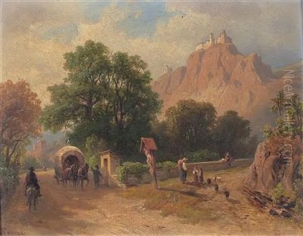 Seben, In The Narrow Valley Near Bolzano In Tyrol Oil Painting by Giovanni (Johann) Varone