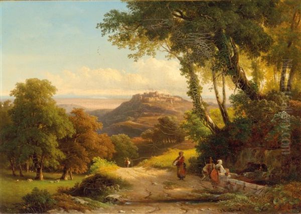 Ariccia Im Albaner Gebirge Bei Rom by Giovanni (Johann) Varone