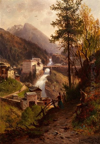 Wild Bad-gastein Mit Der Feuersenk, 1870 Oil Painting by Giovanni (Johann) Varone