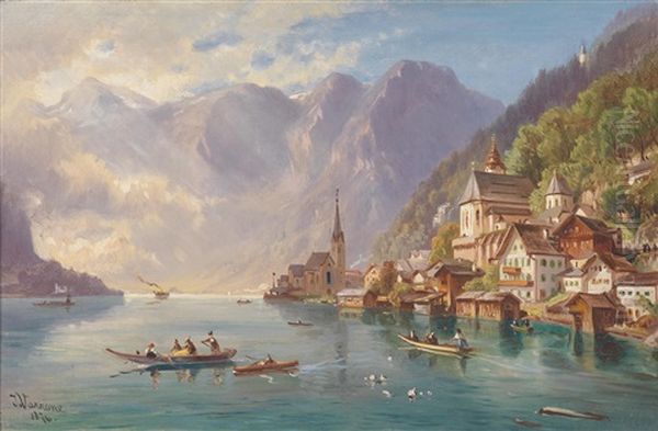 Partie In Hallstatt Oil Painting by Giovanni (Johann) Varone