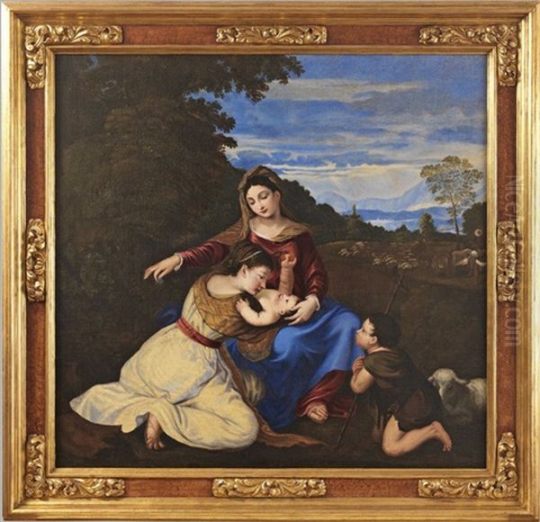 Madonna Mit Kind, Dem Johannesknaben Und Der Heiligen Katharina Oil Painting by Alessandro Varotari