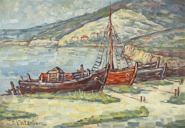 Punts At Shore Oil Painting by Partog Vartanian