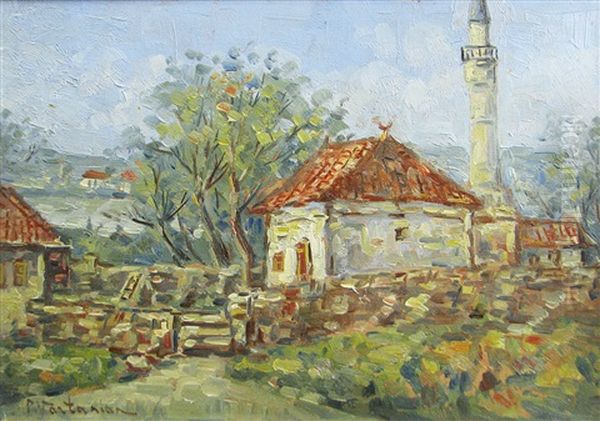 Landscape With Mosk Oil Painting by Partog Vartanian