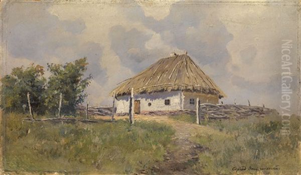 Ukrainian Hut On A Hill Oil Painting by Sergei Ivanovich Vasil'kovsky