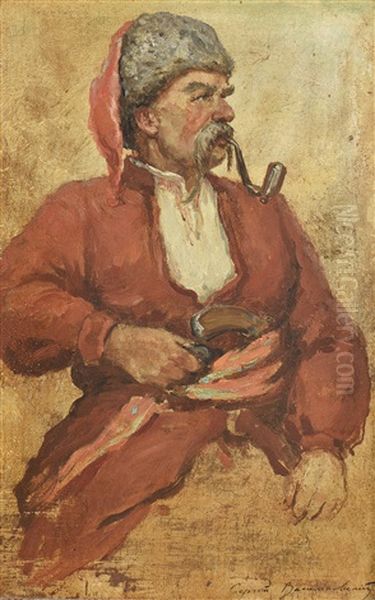 Portrait D'ataman Oil Painting by Sergei Ivanovich Vasil'kovsky