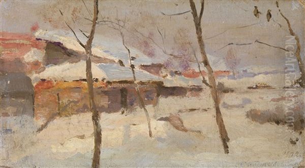 Winter Study Oil Painting by Sergei Ivanovich Vasil'kovsky