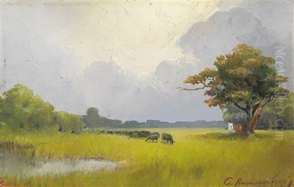 Pasture Oil Painting by Sergei Ivanovich Vasil'kovsky