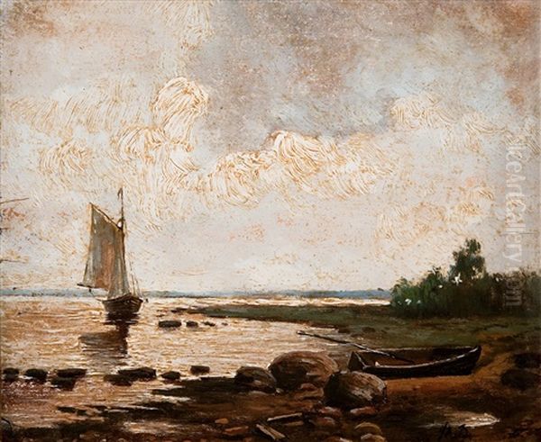 View From The Shore Oil Painting by Fyodor Alexandrovich Vasil'yev