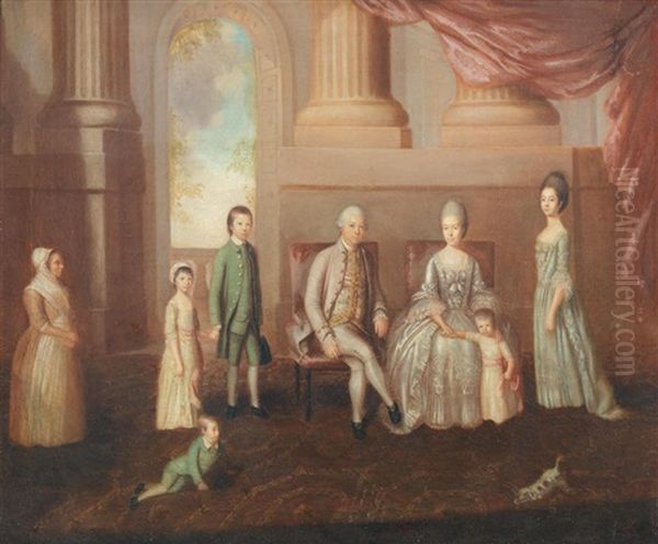 Portrait Of The Danvers Family Of Bath Oil Painting by Lewis (of Bath) Vaslet