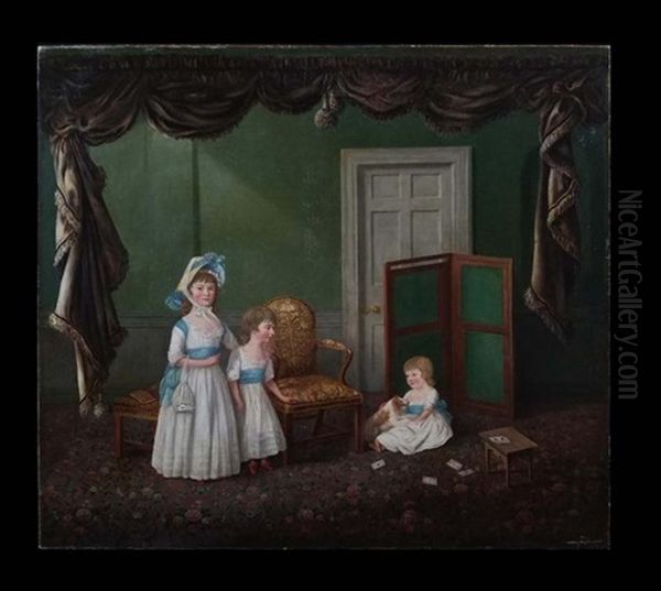 The Brydges Girls Oil Painting by Lewis (of Bath) Vaslet