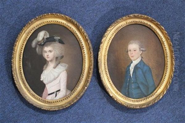 Portrait Of Mr. Simpson Of Bath (+ Portrait Of Mrs. Graham (nee Harriet Simpson) Of Barrock; Pair) Oil Painting by Lewis (of Bath) Vaslet