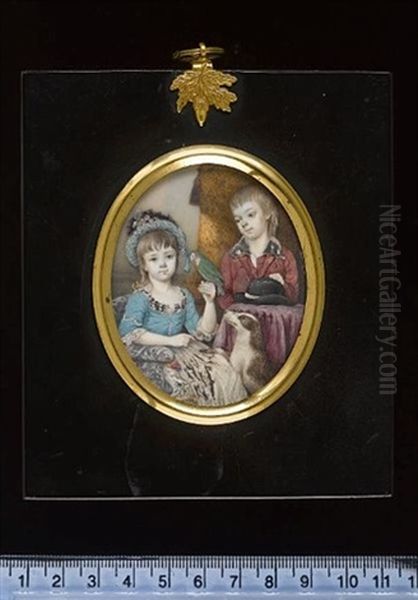 A Double Portrait Of Thomas Swymmer Champneys And His Sister Caroline Chamnpneys Oil Painting by Lewis (of Bath) Vaslet