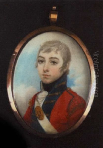 Portrait Of A Young Georgian Junior Officer Of A Royal Regiment Oil Painting by Lewis (of Bath) Vaslet