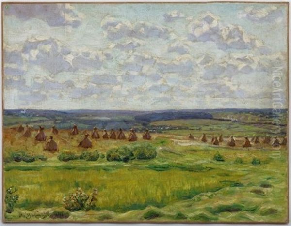 Paysage Aux Meules De Foin Oil Painting by Appolinari Mikhailovich Vasnetsov