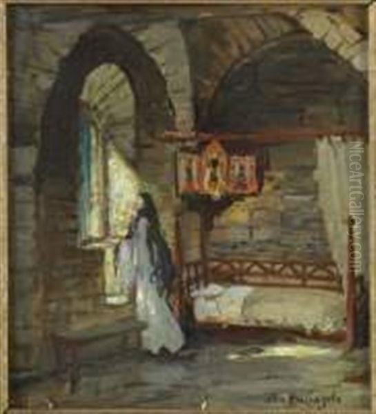 Une Nonne Dans Sa Cellule Oil Painting by Appolinari Mikhailovich Vasnetsov