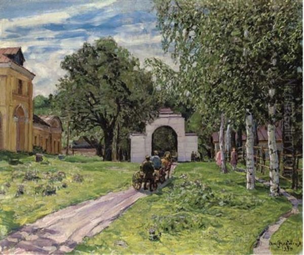 Leaving The Estate Oil Painting by Appolinari Mikhailovich Vasnetsov