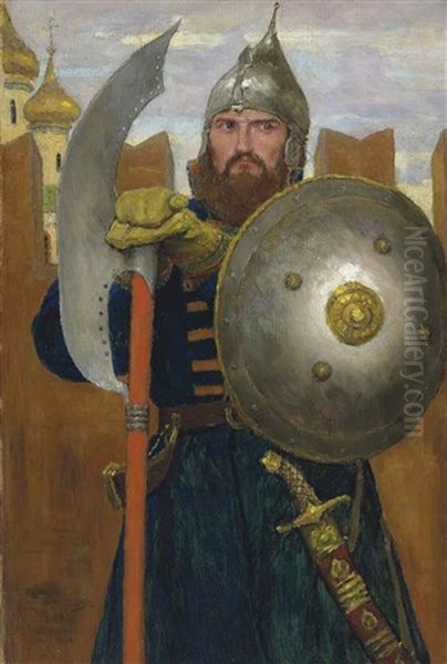 On Guard Oil Painting by Viktor Mikhailovich Vasnetsov