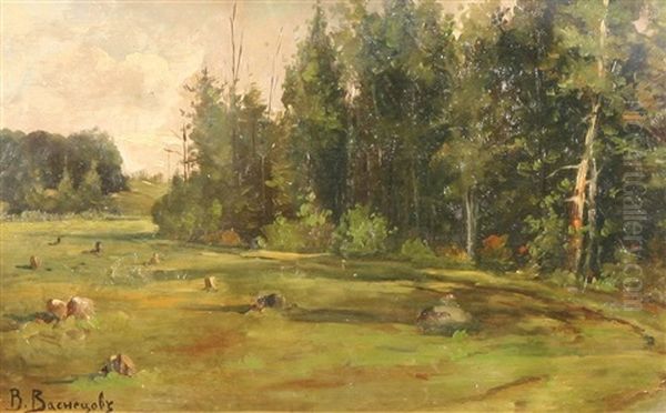 Summer In The Forest Oil Painting by Viktor Mikhailovich Vasnetsov