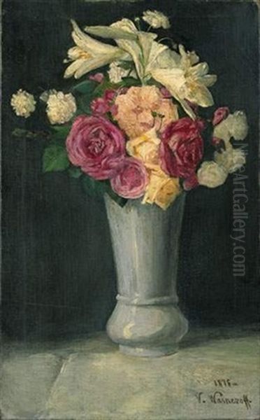 Vase De Fleurs Oil Painting by Viktor Mikhailovich Vasnetsov