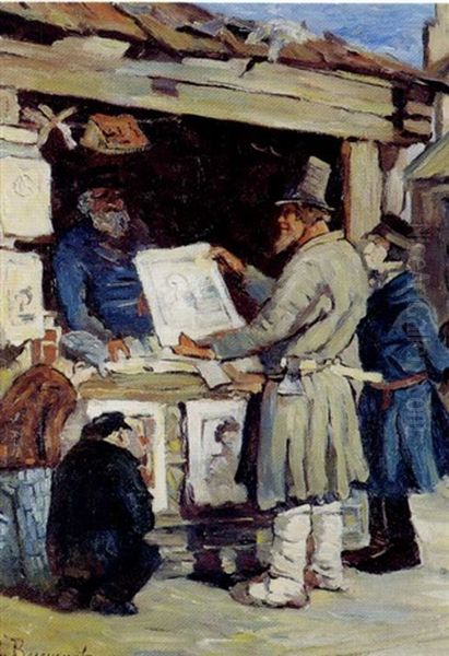 Marchands De Livres Oil Painting by Viktor Mikhailovich Vasnetsov