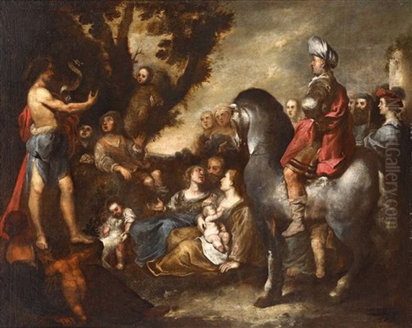 La Predica Del Battista Oil Painting by Anton Maria Vassallo