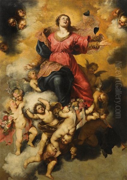 The Assumption Of The Virgin Oil Painting by Anton Maria Vassallo