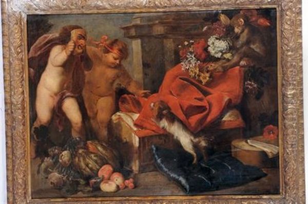 Allegoria Con Natura Morta Oil Painting by Anton Maria Vassallo