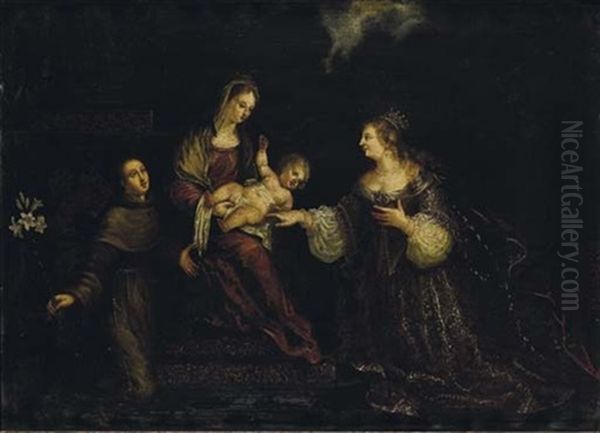 Matrimonio Mistico Di Santa Caterina Con Sant'antonio Da Padova Oil Painting by Antonio Vassilacchi