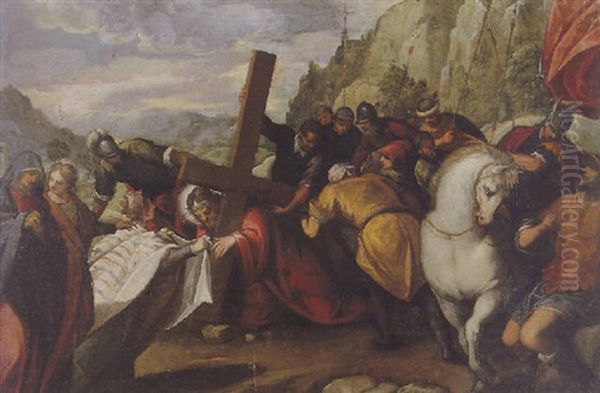 Christ On The Road To Calvary With St. Veronica And The Sudarium Oil Painting by Antonio Vassilacchi