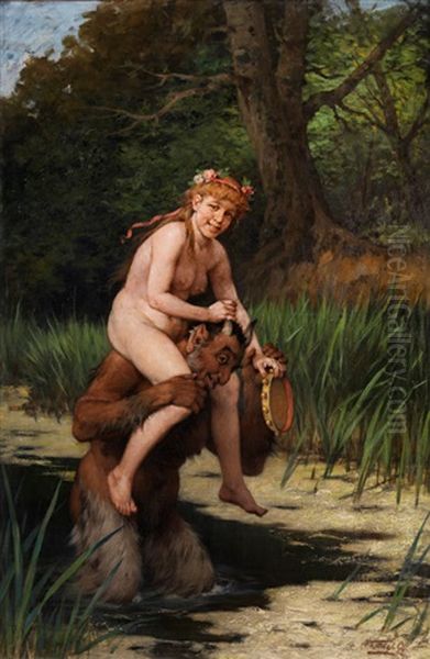 Satyr Und Nymphe Oil Painting by Gyoergy Vastagh