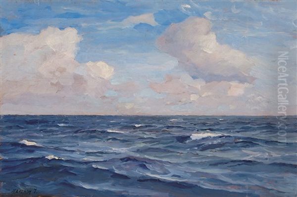 Sea Oil Painting by Janos Vaszary