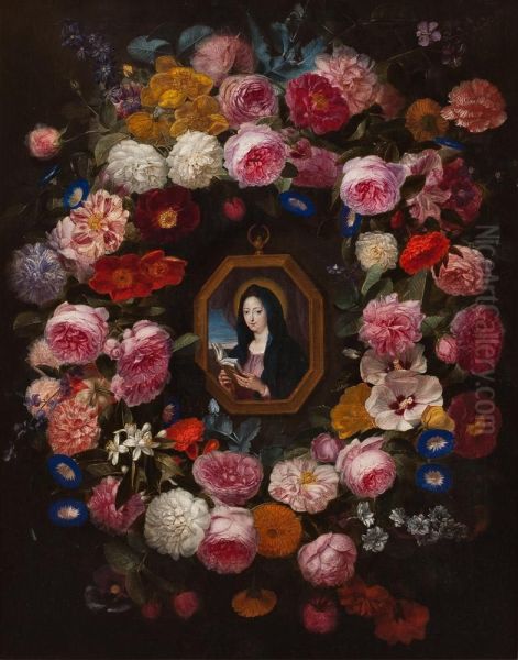 Maria In Uppigem Blumengebinde Oil Painting by Jan Breughel