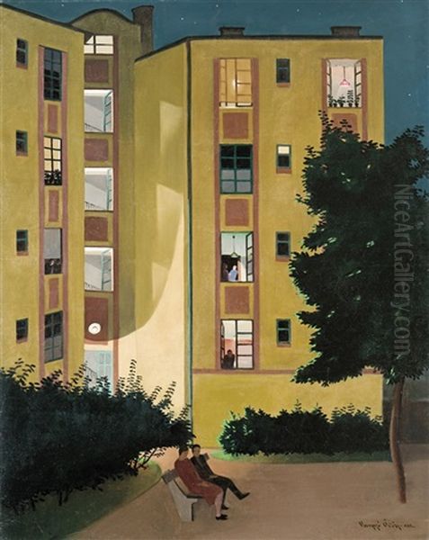 Tenement House Oil Painting by Oedoen Vaszko