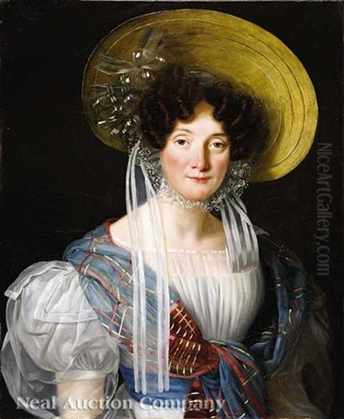 Portrait Of A French Woman, Probably Catherine Fournier, Mother Of Alphonsine De Libeert Oil Painting by Jean Joseph Vaudechamp