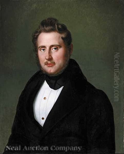 Portrait Of Charles Victor Foulon, Notary Oil Painting by Jean Joseph Vaudechamp